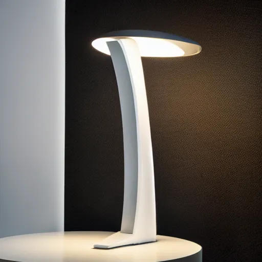 Image similar to table lamp designed by zaha hadid, studio lighting, product photography