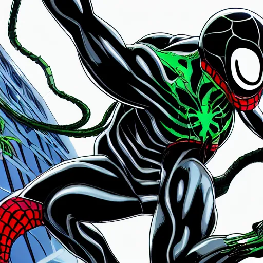Prompt: cell-shaded venom in the style of Ultimate Spider-Man (2005 videogame), 4k