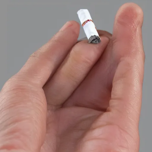 Image similar to cigarette in fingers, hyper realistic