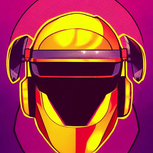 Image similar to shovel knight as daft punk, Aaron Campbell behance, synthwave background,4k, colorful, digital art