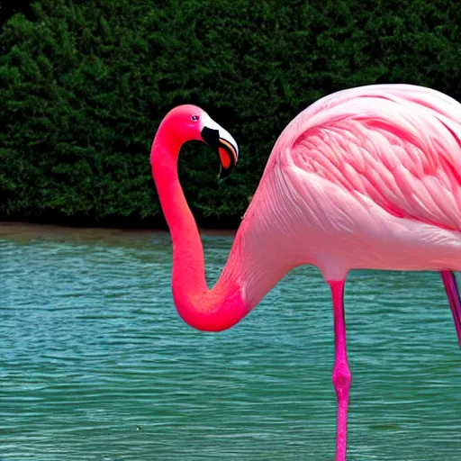 Image similar to photo of giant flamingo bigger than an elephant,