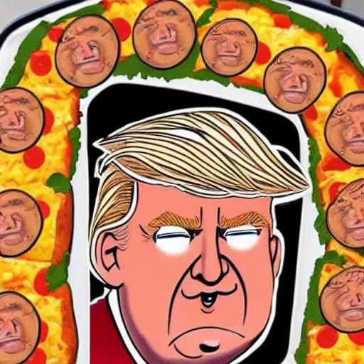 Image similar to donald trump made of pizza!!! mode, pixar
