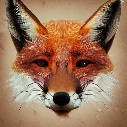 Prompt: an abstract icon depicting a fox, 3d