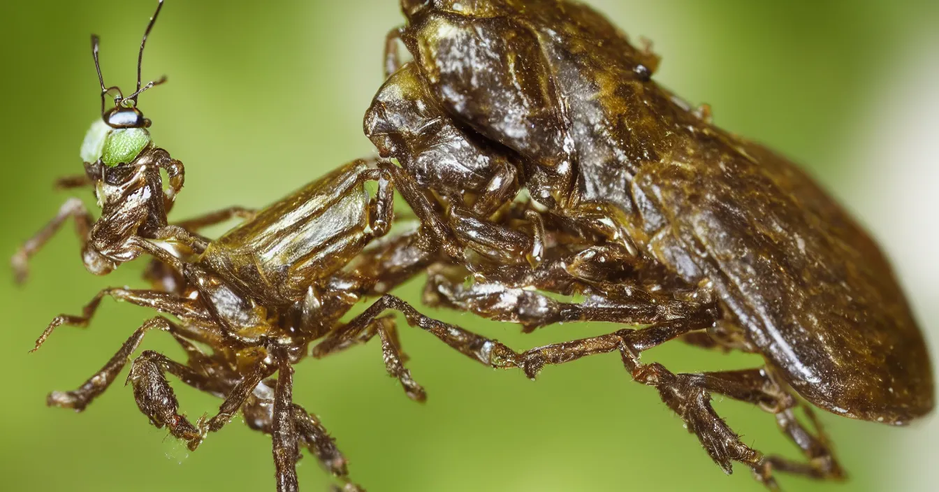 Prompt: bug sitting on branch, bokeh, close up, super macro, hyper realistic, intricate detail