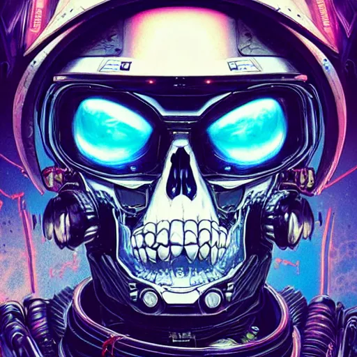 Image similar to portrait of a space pirate skull. intricate abstract. cyberpunk, vhs glitch. iridium visor, full face VR broken helmet. intricate artwork. nightmare fuel. terrifying ghost in the shell. empty oxygen tank. warhammer 40k crimes against humanity. sci-fi knight rider k2000 led. by Tooth Wu, wlop, beeple, dan mumford. octane render, trending on artstation, greg rutkowski very coherent symmetrical artwork. cinematic, hyper realism, high detail, octane render, 8k, iridescent accents, black and white