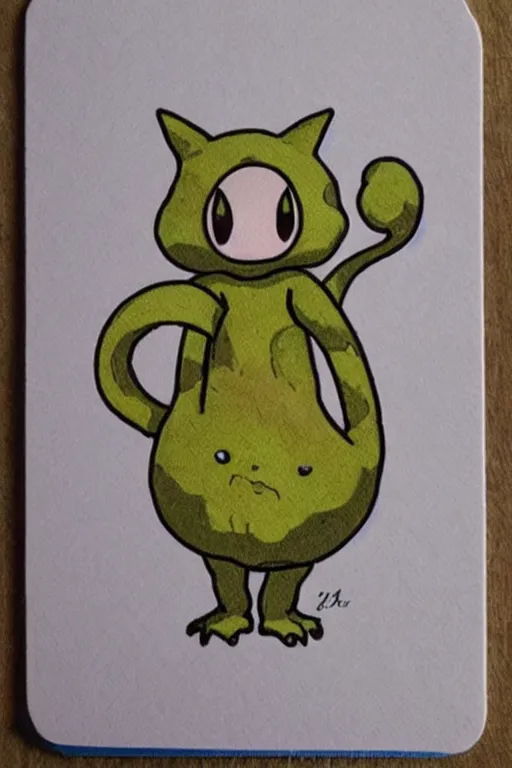 Image similar to mushroom cat creature, pokemon style, pokemon card