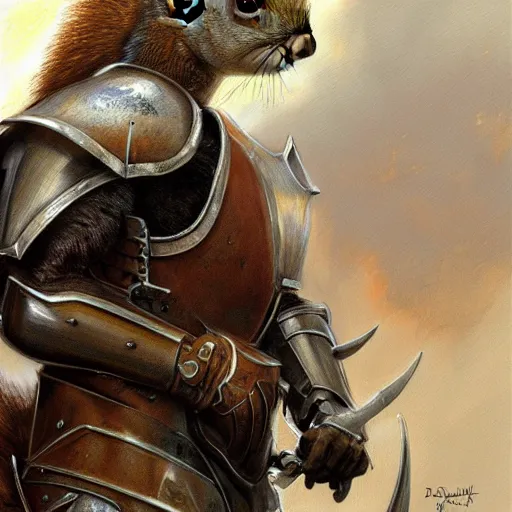 Image similar to squirrel as a realistic fantasy knight, closeup portrait art by donato giancola and greg rutkowski, realistic face, digital art, trending on artstation, symmetry!!, no helmet