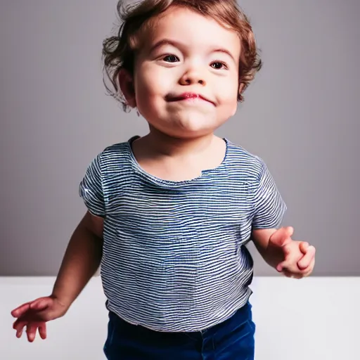 Image similar to a 2 year old kid on a white background standing