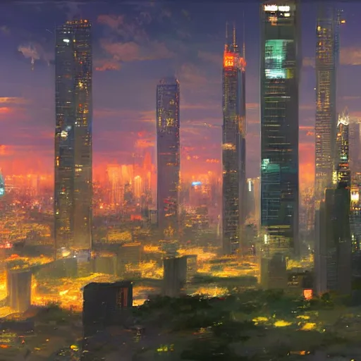 Image similar to makati city 1 0 0 0 years in the future, painting by makoto shinkai, featured on pixiv, deviantart hd