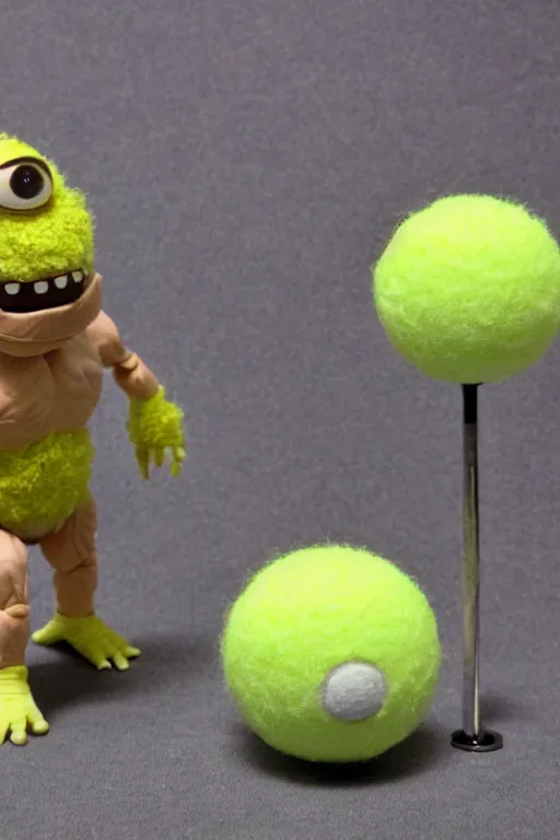 Image similar to 8 k high definition, 1 9 8 0 tennis ball monster kenner style action figure, full body, highly detailed, science fiction, photorealistic