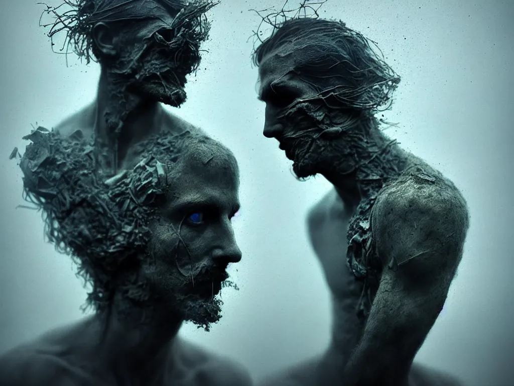 Prompt: cinestill 5 0 d portrait by paolo roversi of a dystopian man hybrid smoke statue in a scenic dystopian environment, smoke hair floating in air, dreamy intricate, elegant, highly detailed, digital art, artstation, concept art, smooth, sharp focus, tomasz alen kopera, peter mohrbacher, donato giancola, tonal colors
