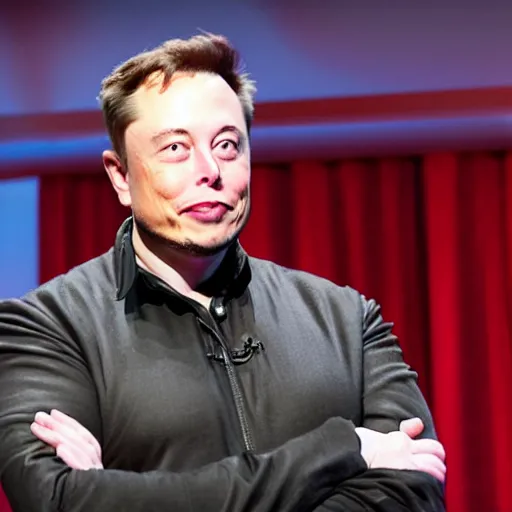 Image similar to photograph. elon musk. annoyed. amused. smug.