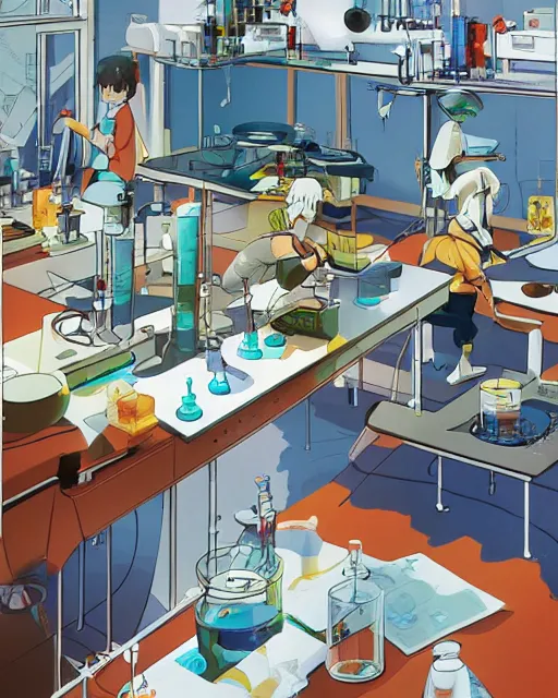 Prompt: science lab. clean cel shaded vector art. illustration art by makoto shinkai and and john berkey