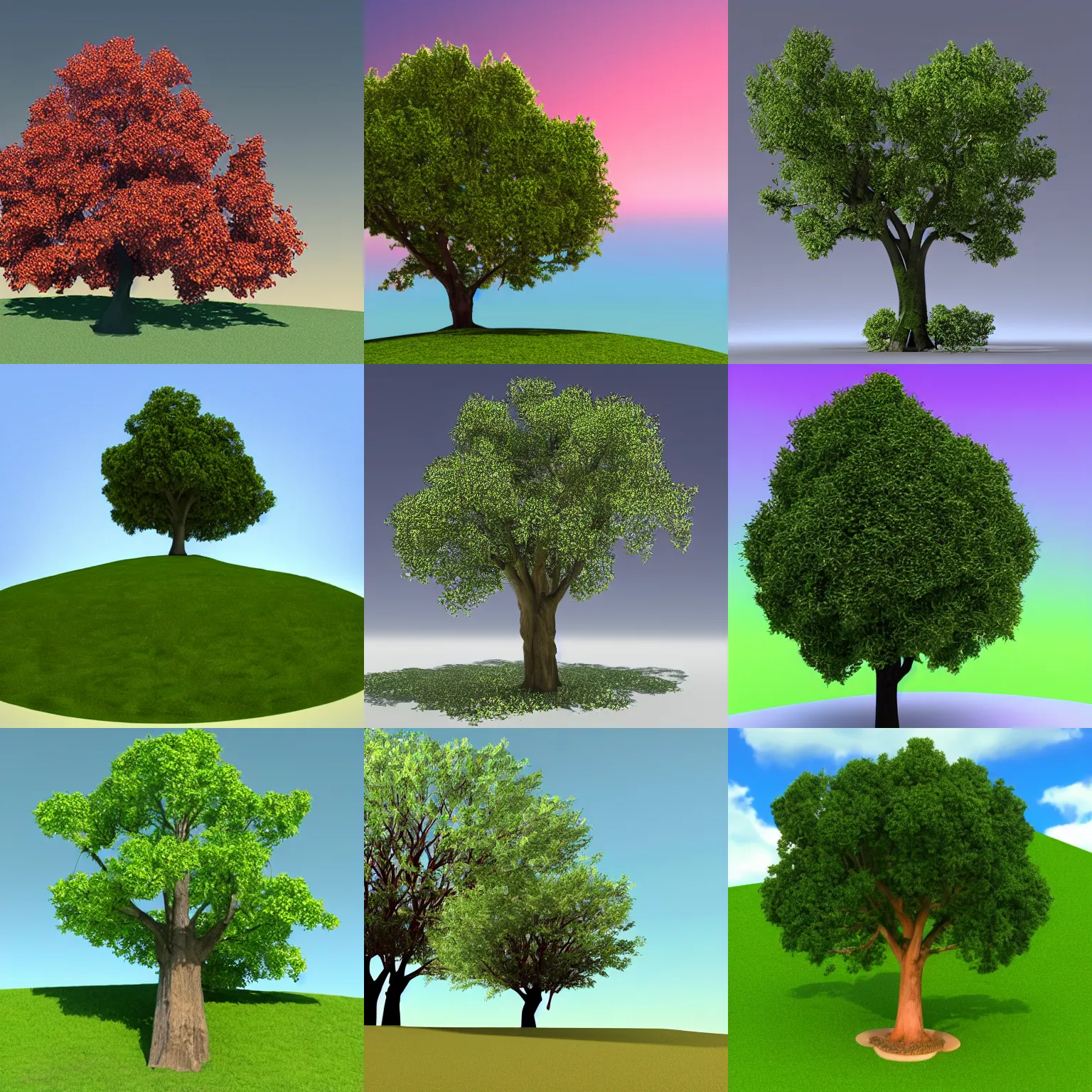 Prompt: SBS 3D, a tree on a hill