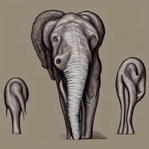 Prompt: “largest living land animal, characterized by its long trunk (elongated upper lip and nose), columnar legs, and huge head with temporal glands and wide, flat ears. Grayish to brown in colour, and their body hair is sparse and coarse”, digital art, intricate, elegant, digital painting, concept art, smooth, sharp focus, illustration, by Ruan Jia and Mandy Jurgens and Artgerm and William-Adolphe Bouguerea