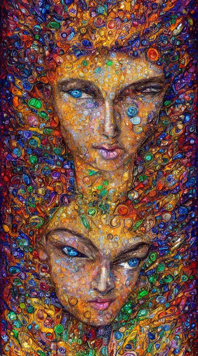 Prompt: boy face made of crystals by Josephine Wall