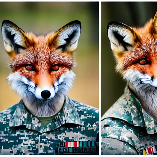 Prompt: military foxes, 8 5 mm f / 1. 4