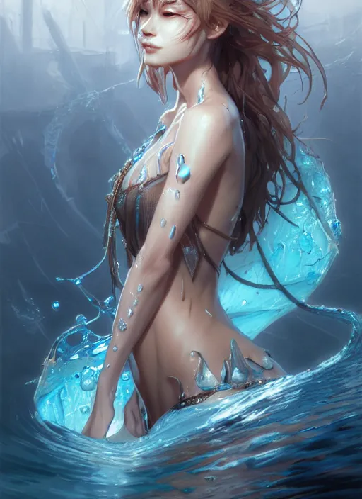 Image similar to character concept art of a water sorceress, key visual, realistic shaded perfect face, fine details, dystopian environment and background, by stanley artgerm lau, wlop, rossdraws, james jean, andrei riabovitchev, marc simonetti, and sakimichan, trending on artstation