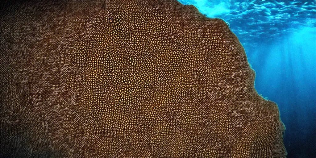 Image similar to trypophobia in the ocean, dark deep, amazing, beautiful, descent