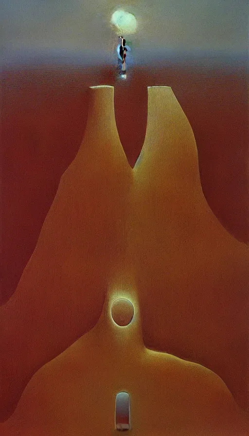 Image similar to the two complementary forces that make up all aspects and phenomena of life, by Zdzisław Beksiński