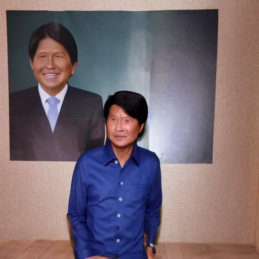 Prompt: full body mugshot photo of BongBong Marcos wearing, realistic,