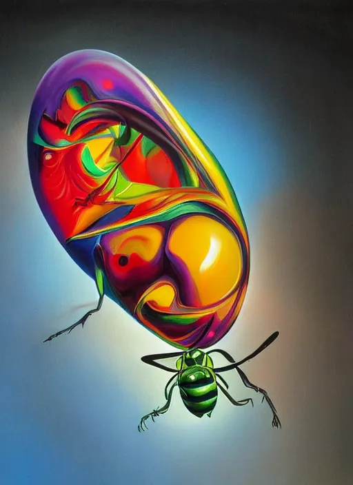 Prompt: an extremely high quality hd surrealism painting of a 3d galactic neon complimentary-colored cartoon surrealism melting optically illusiony high-contrast zaha hadid surreal wasp by kandsky and salvia dali the second, salvador dali's much much much much more talented painter cousin, clear shapes, 8k, realistic shading, ultra realistic, super realistic