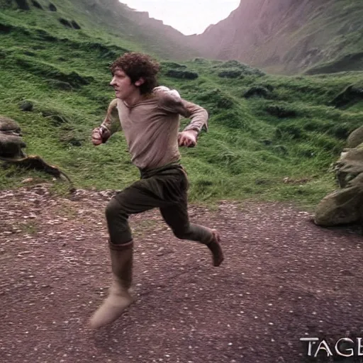 Image similar to Frodo running from gollum, action , go pro footage