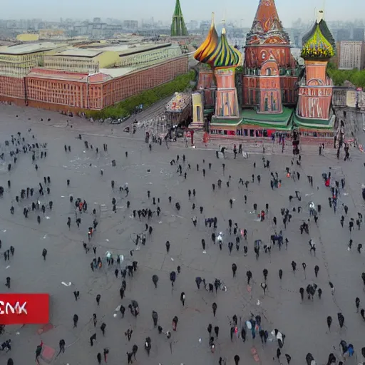 Prompt: big detailed bomb falling on Red Square in Moscow, high quality, 4k