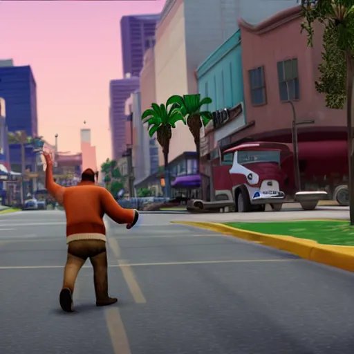 Prompt: Screenshot of the original Grand Theft Auto: San Andreas featuring Nick Wilde (from Zootopia)