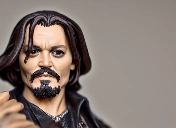 Image similar to product still of Johnny Depp funko pop, 85mm f1.8