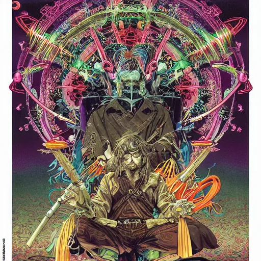 Image similar to portrait of crazy hippy man, symmetrical, by yoichi hatakenaka, masamune shirow, josan gonzales and dan mumford, ayami kojima, takato yamamoto, barclay shaw, karol bak, yukito kishiro