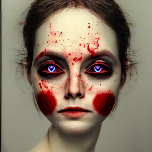 Prompt: a human face covered with bulbous bloodshot eyes, photorealistic, portrait by annie leibovitz, 8k