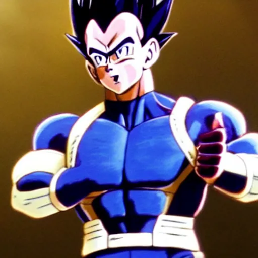 Image similar to vegeta in the live action movie, in the style of dragonball the movie