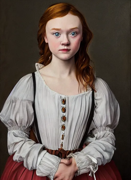 Image similar to Sadie Elizabeth Sink In the style of Caravaggio