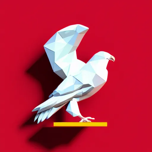 Image similar to low poly, vector, white eagle icon, in a book, red background, cgsociety, artstation, octane render