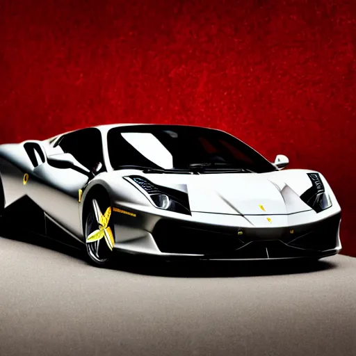 Image similar to realistic photographie lamborgini luxury mix with ferrari inside a plastique collector box