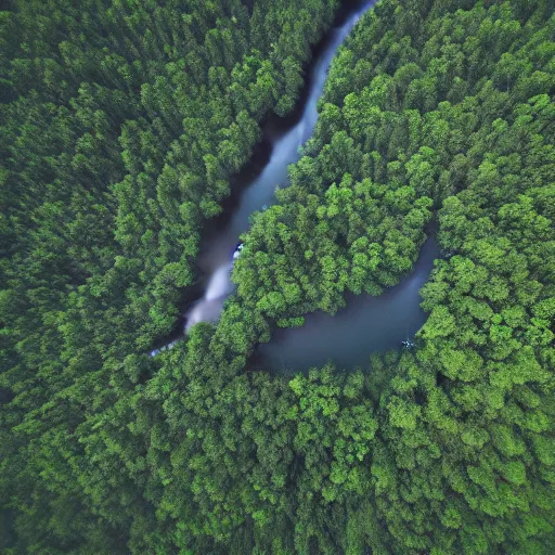 Image similar to aerial photo river, deep forests