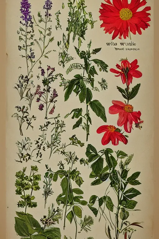 Image similar to vintage botanical poster of wild flowers