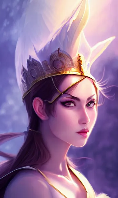 Prompt: the god athena, beautiful female, white skin, portrait, sharp focus, digital art, concept art, dynamic lighting, by emylie boivin and rossdraws