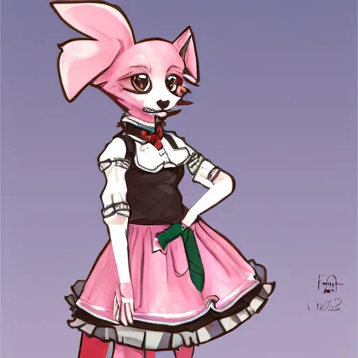 Prompt: a transhuman fox fursona wearing a maid outfit, highly detailed, by kawacy, trending on artstation, furry art