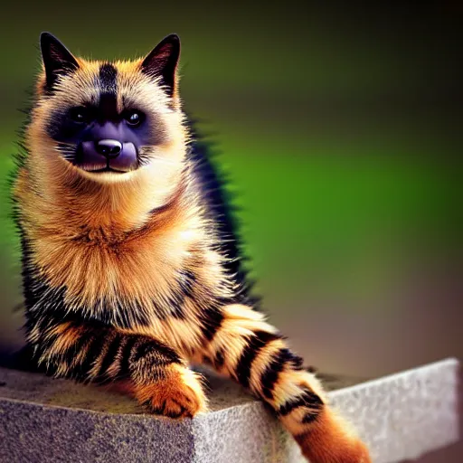 Prompt: a honeybadger - cat - hybrid, animal photography