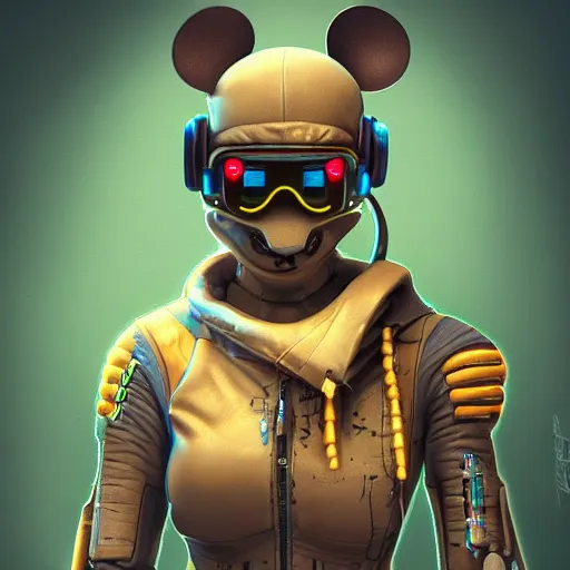 Image similar to cyberpunk mouse folk engineer, high resolution, digital art, trending on artstation, 4 k