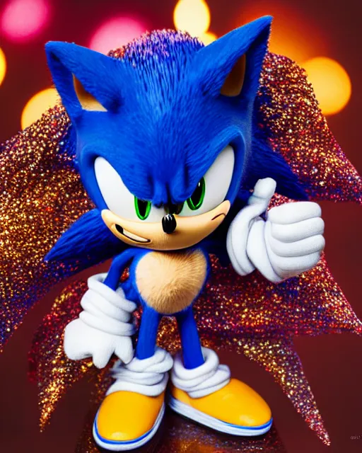 Image similar to An extremely beautiful studio photo of Sonic the Hedgehog, bokeh, 90mm, f/1.4