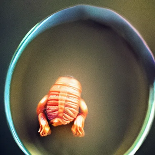 Image similar to A tardigrade in my soup, iphone 12, macro