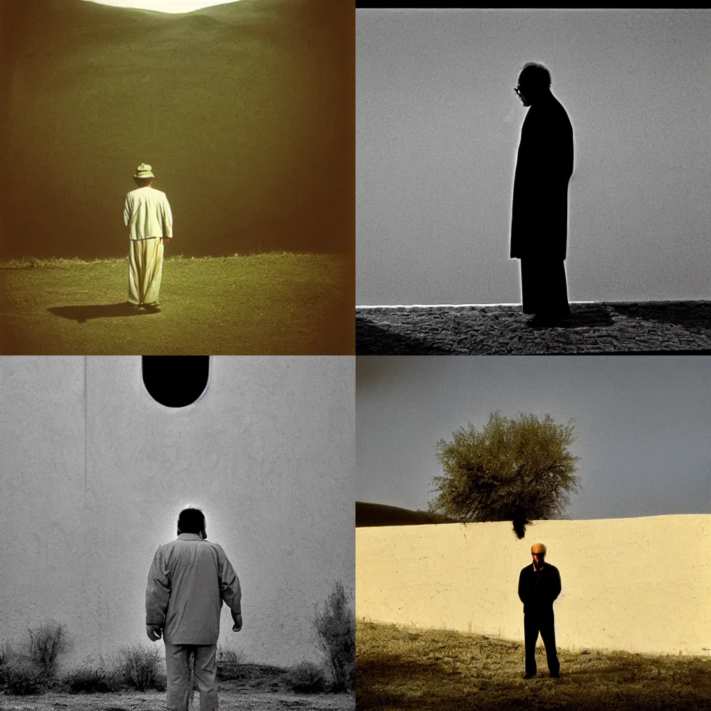 Prompt: a masterpiece photograph of a character in a scenic environment by abbas kiarostami, shot on large format film camera, cinematic composition,