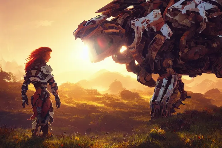 Image similar to shell - walker machine mecanical creature robot of horizon forbidden west horizon zero dawn radiating a glowing aura global illumination ray tracing hdr fanart arstation by ian pesty and alena aenami artworks in 4 k