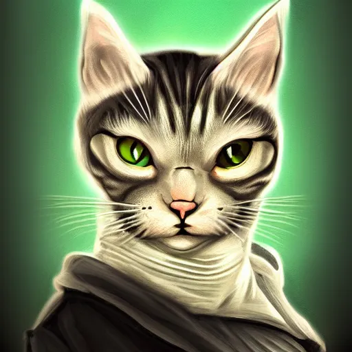 Prompt: Lunatic cat, concept art, arcane style, portrait