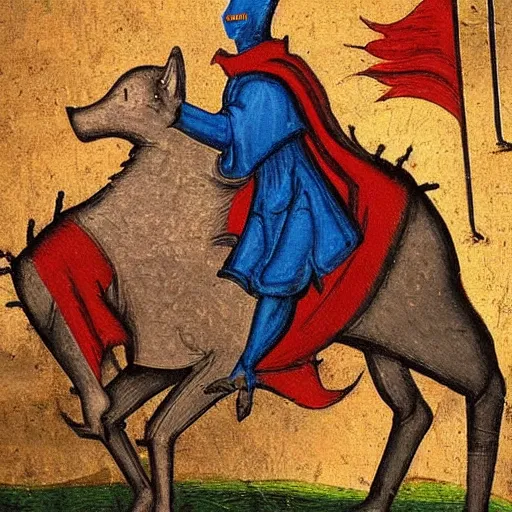 Prompt: wolf knight, medieval painting,