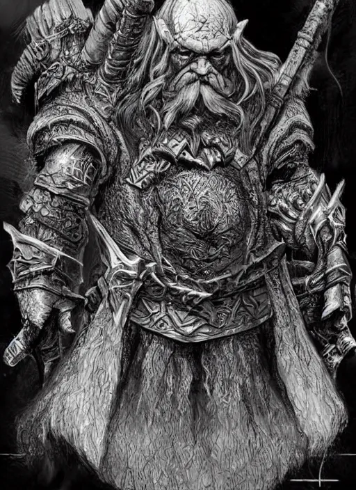 Image similar to a concept art of a angry dwarf from Disciples 2, heavy armor, intricate, detailed, award winning, fantasy, concept art for Disciples 2, insane amount of intricate details, insane original design looks like animal,