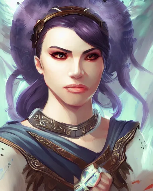 Image similar to a portrait of a female dnd warrior by Ross Tran